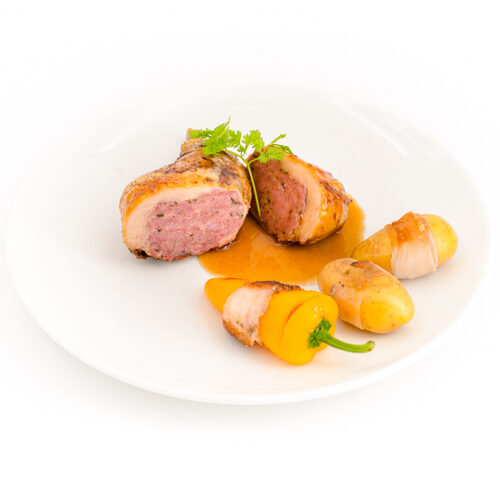 jambonneau de pintade farci flambé au Calvados