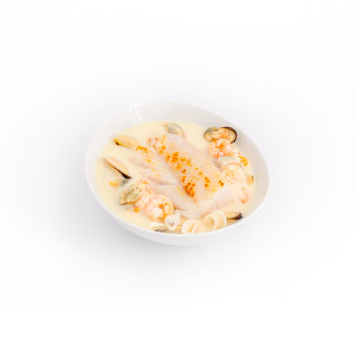 cocotte de lieu fruits de mer et disque feuilleté
