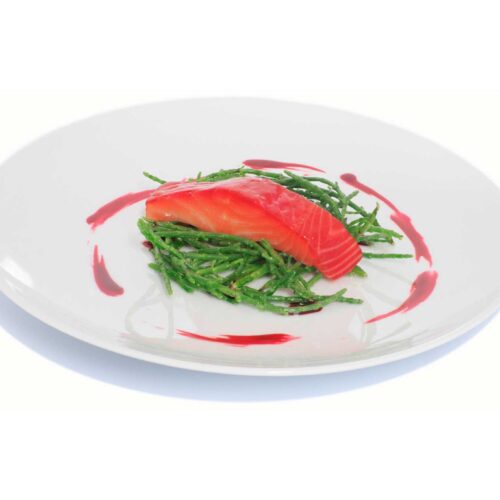 Gravlax de saumon salicorne et moutarde japonaise