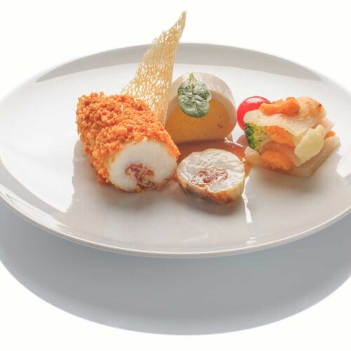 Turbot lardé et croûte de céréales bio