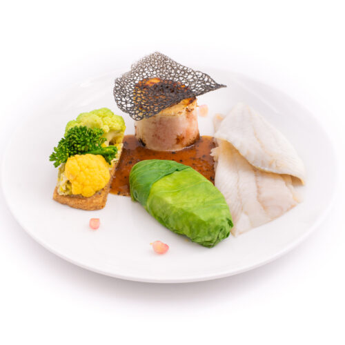 Filet de turbot à la moelle et jus de viande