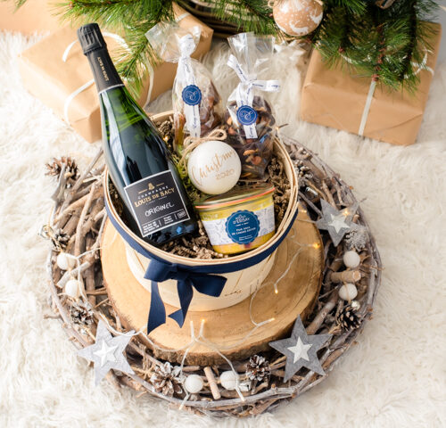 panier coffret cadeau gourmand le festif garni prestige givre
