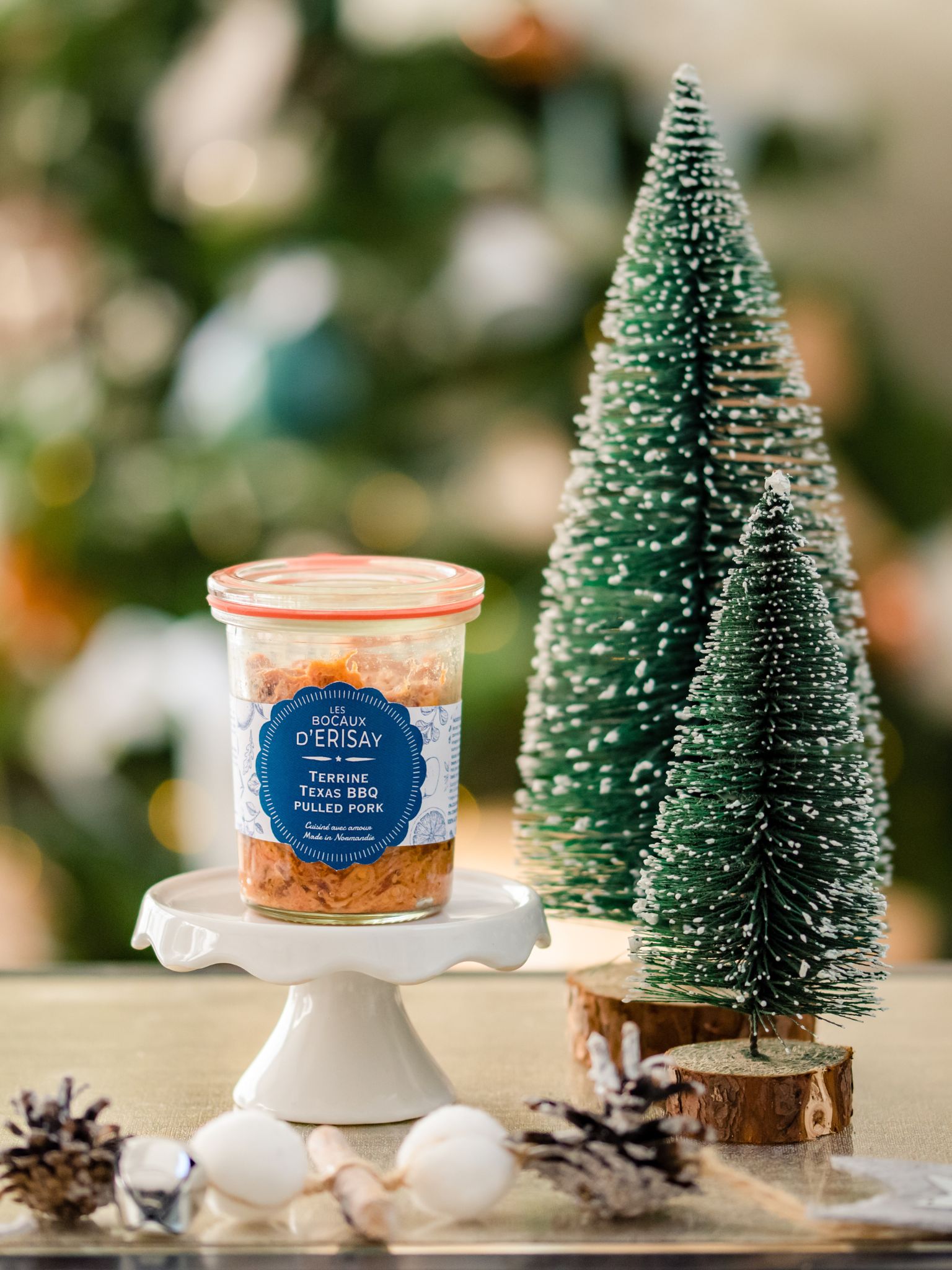 Terrine texas barbecue pulled pork BD Terrine texas barbecue pulled pork dans une décoration de noël