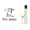 Logo domaine jean-marc brocard avec verre de vin blanc et flacon de chablis sainte claire bio pour la vente de vin au verre