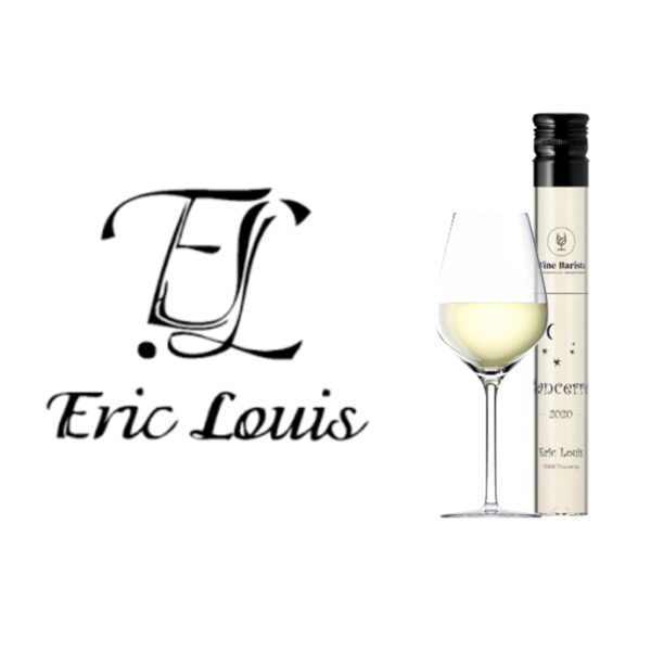 Logo domaine jean-marc brocard avec verre de vin blanc et flacon de chablis sainte claire bio pour la vente de vin au verre