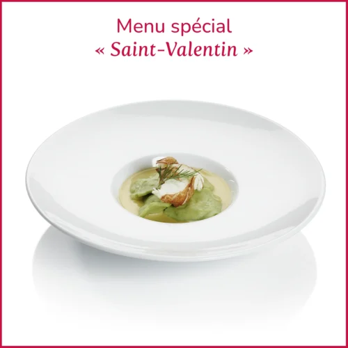 Ravioles à la ricotta, aux dés de homard et à la crème de Sauternes Saint-Valentin