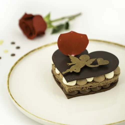 Dessert vue rapprochée la trilogie chocolatée Saint-Valentin