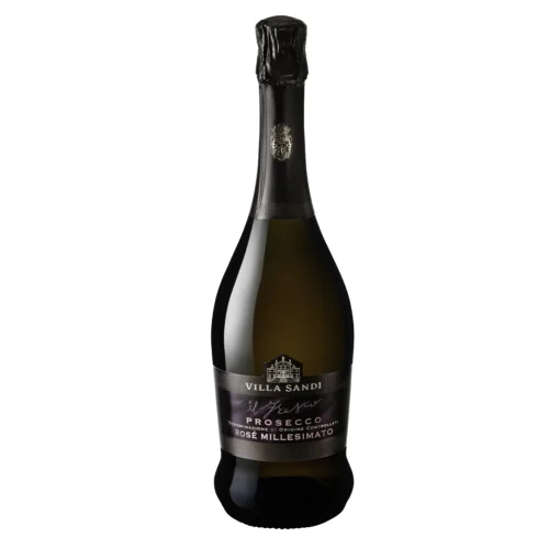 Bouteille de Prosecco Doc Rosé Brut sur fond blanc