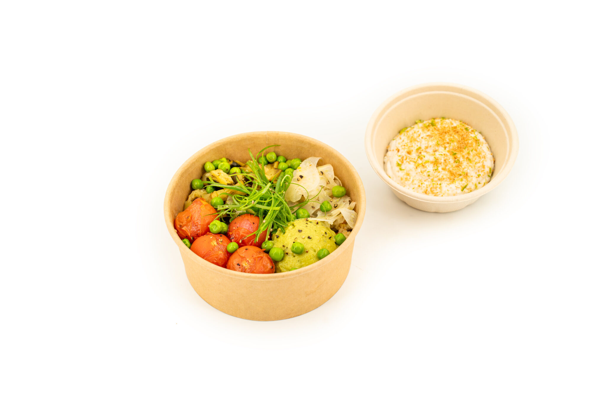 Poke Bowl Végan HD Vu d'ensemble du Poke Bowl Végan Orge et lentilles