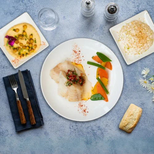 Plateau repas Morpho Bleu vu de dessus